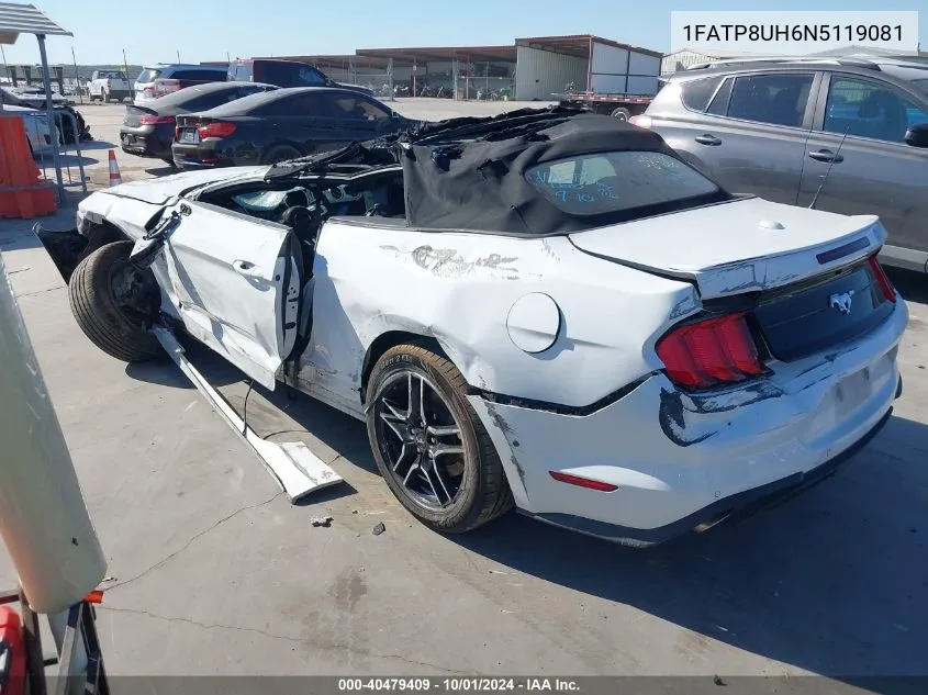 2022 Ford Mustang Ecoboost Premium VIN: 1FATP8UH6N5119081 Lot: 40479409