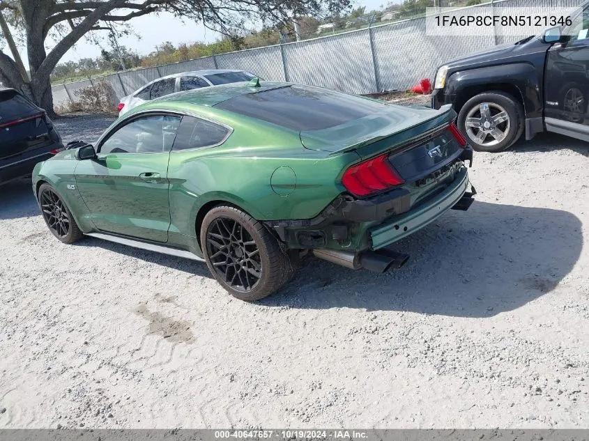 2022 Ford Mustang Gt VIN: 1FA6P8CF8N5121346 Lot: 40647657