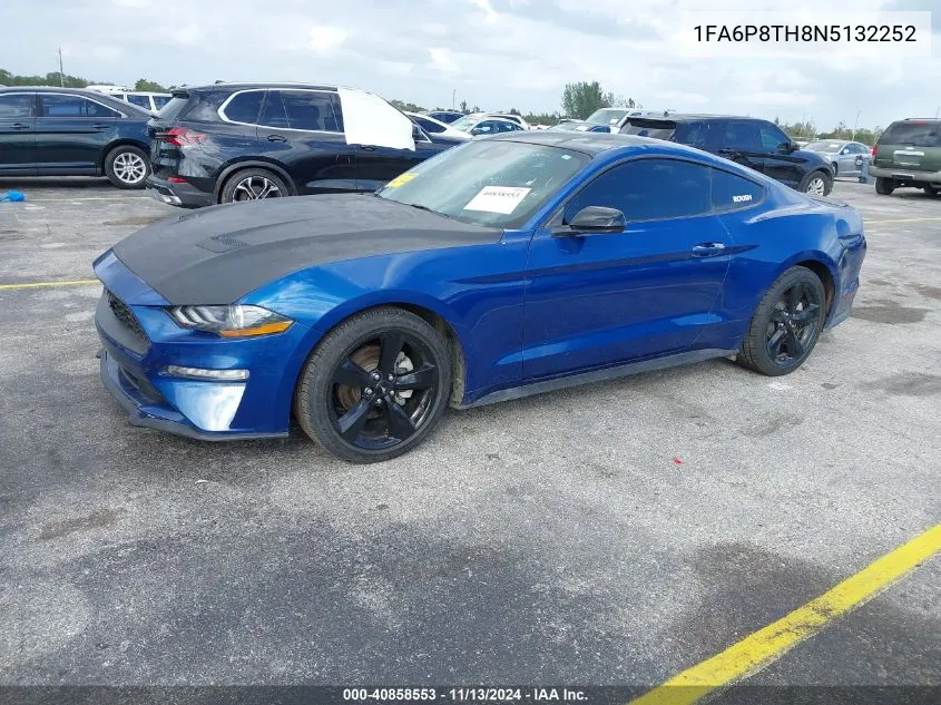 2022 Ford Mustang Ecoboost Fastback VIN: 1FA6P8TH8N5132252 Lot: 40858553