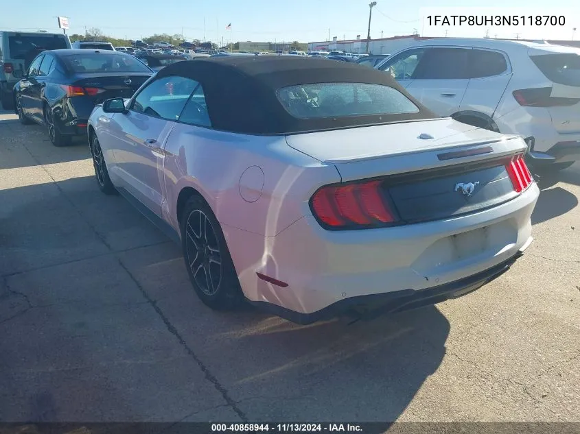 2022 Ford Mustang Ecoboost Premium VIN: 1FATP8UH3N5118700 Lot: 40858944