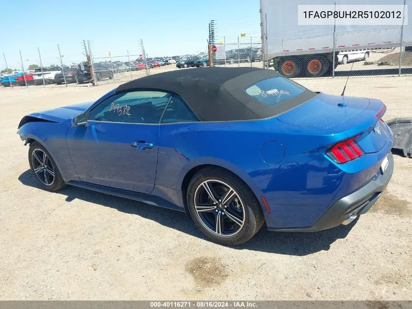 2024 Ford Mustang Ecoboost VIN: 1FAGP8UH2R5102012 Lot: 40116271