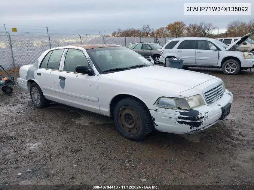 2004 Ford Police Interceptor Base W/3.27 Axle/Ngv Base W/3.27 Axle/Police VIN: 2FAHP71W34X135092 Lot: 40794410