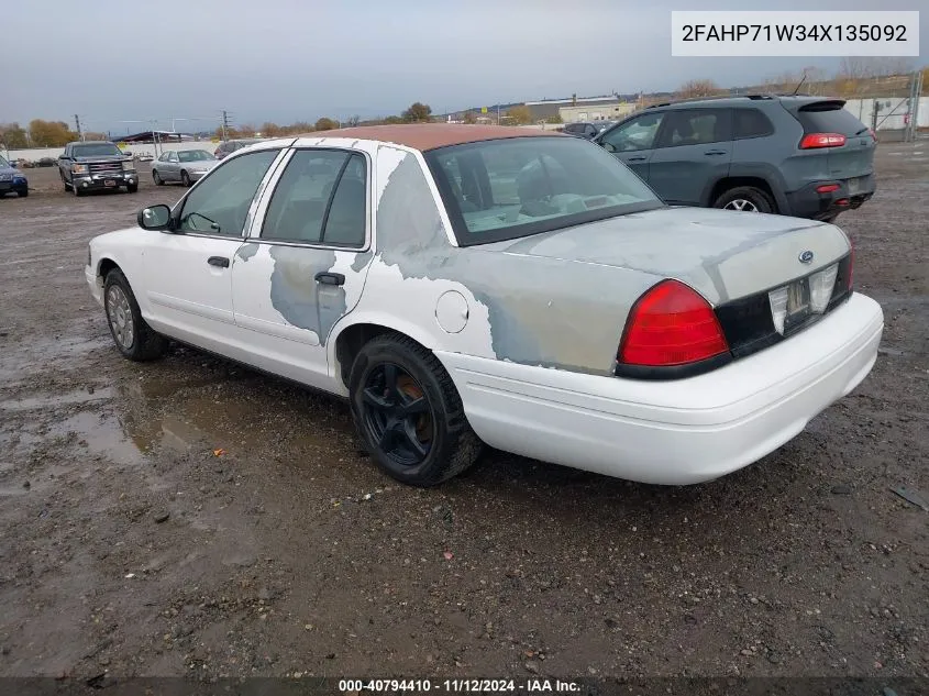 2004 Ford Police Interceptor Base W/3.27 Axle/Ngv Base W/3.27 Axle/Police VIN: 2FAHP71W34X135092 Lot: 40794410