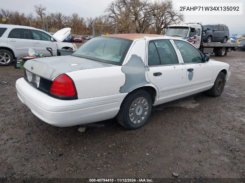 2004 Ford Police Interceptor Base W/3.27 Axle/Ngv Base W/3.27 Axle/Police VIN: 2FAHP71W34X135092 Lot: 40794410