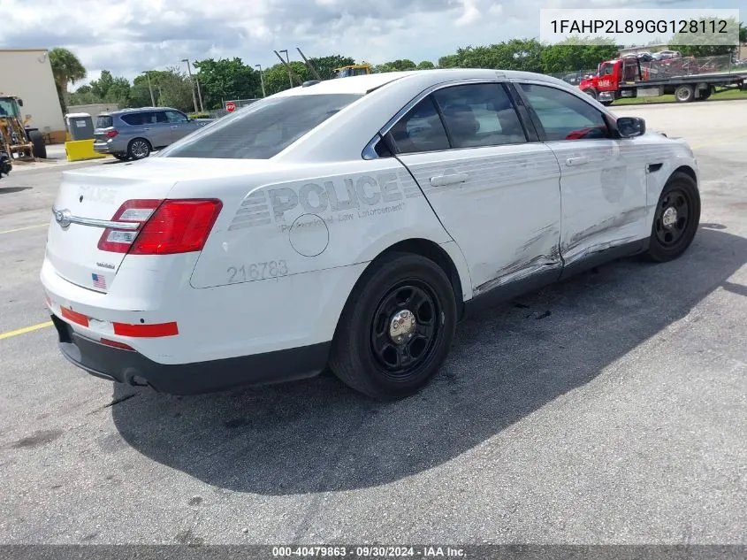 2016 Ford Police Interceptor VIN: 1FAHP2L89GG128112 Lot: 40479863