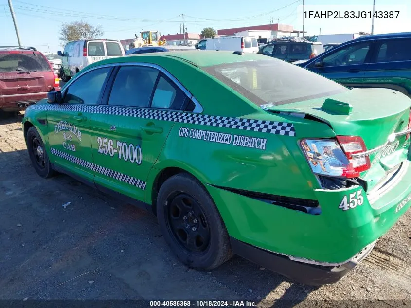 2018 Ford Police Interceptor VIN: 1FAHP2L83JG143387 Lot: 40585368