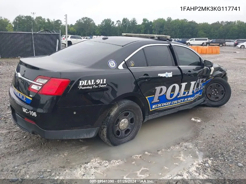 2019 Ford Police Interceptor VIN: 1FAHP2MK3KG117741 Lot: 39941390