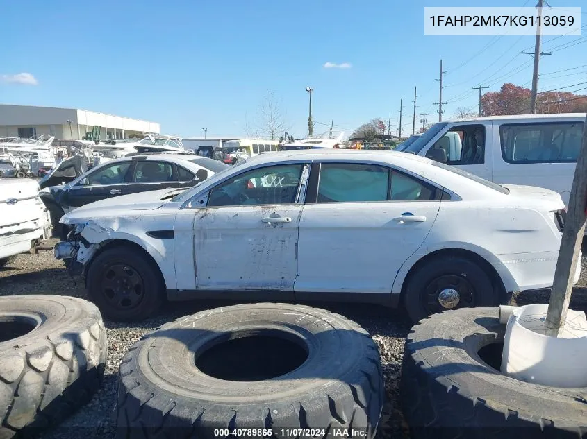 2019 Ford Police Interceptor VIN: 1FAHP2MK7KG113059 Lot: 40789865