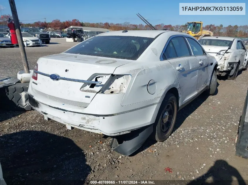 2019 Ford Police Interceptor VIN: 1FAHP2MK7KG113059 Lot: 40789865