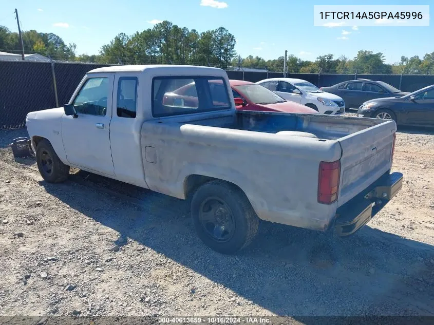 1986 Ford Ranger Super Cab VIN: 1FTCR14A5GPA45996 Lot: 40613659