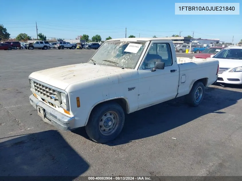 1988 Ford Ranger VIN: 1FTBR10A0JUE21840 Lot: 40083904