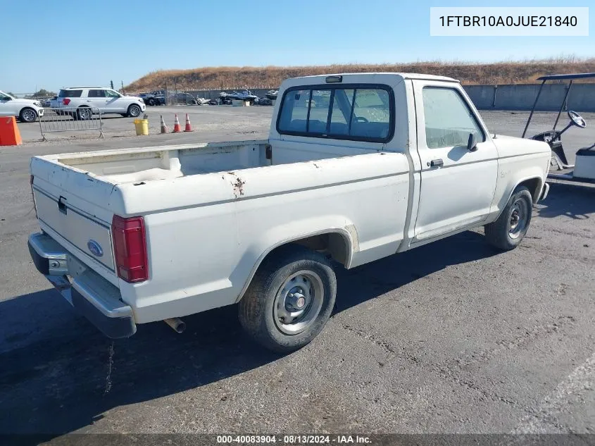 1988 Ford Ranger VIN: 1FTBR10A0JUE21840 Lot: 40083904