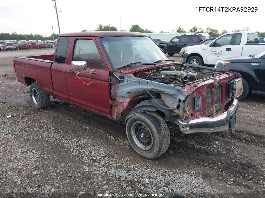 1989 Ford Ranger Super Cab VIN: 1FTCR14T2KPA92929 Lot: 40417596