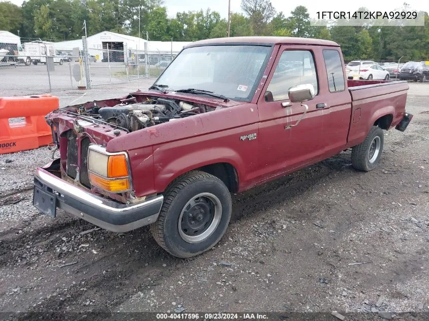 1989 Ford Ranger Super Cab VIN: 1FTCR14T2KPA92929 Lot: 40417596