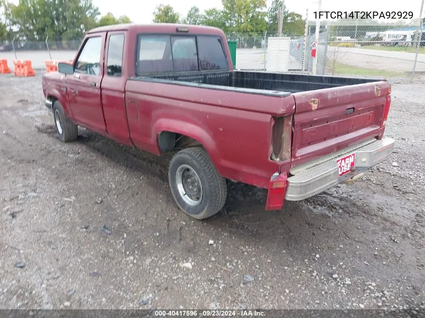 1989 Ford Ranger Super Cab VIN: 1FTCR14T2KPA92929 Lot: 40417596