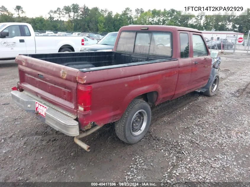 1989 Ford Ranger Super Cab VIN: 1FTCR14T2KPA92929 Lot: 40417596