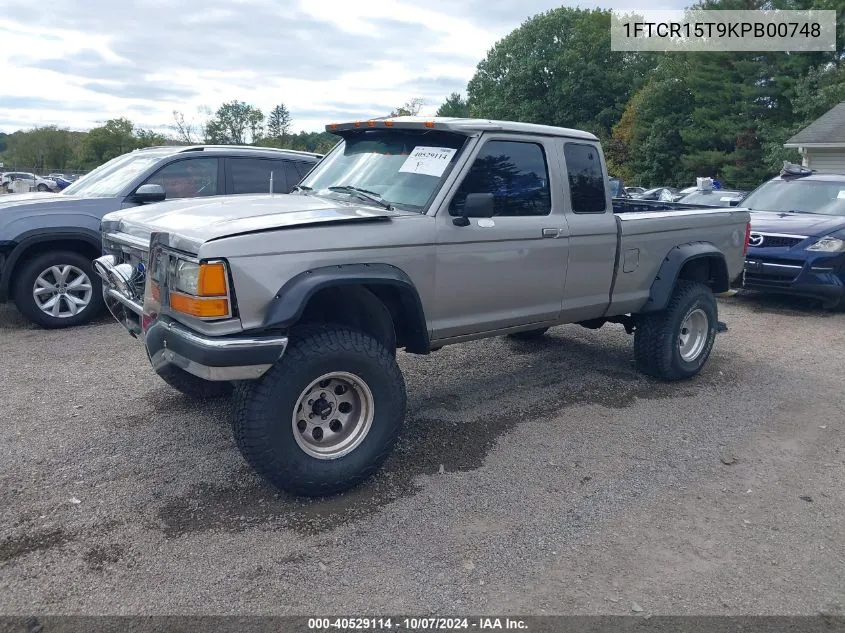 1989 Ford Ranger Super Cab VIN: 1FTCR15T9KPB00748 Lot: 40529114