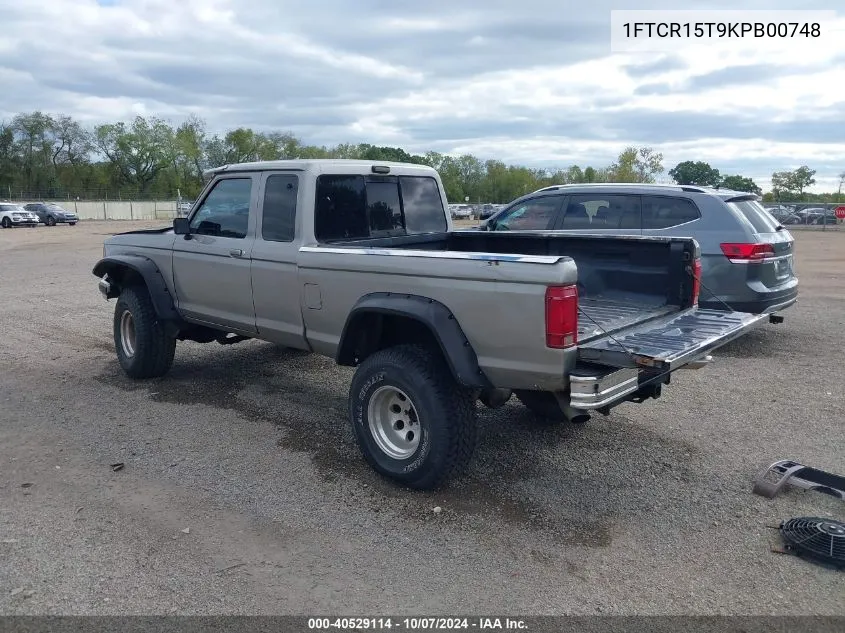 1989 Ford Ranger Super Cab VIN: 1FTCR15T9KPB00748 Lot: 40529114