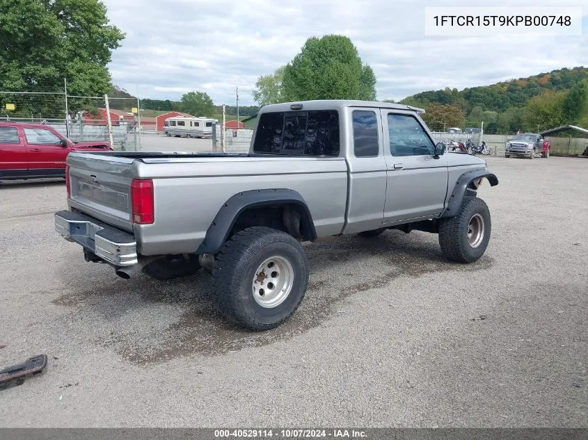 1989 Ford Ranger Super Cab VIN: 1FTCR15T9KPB00748 Lot: 40529114