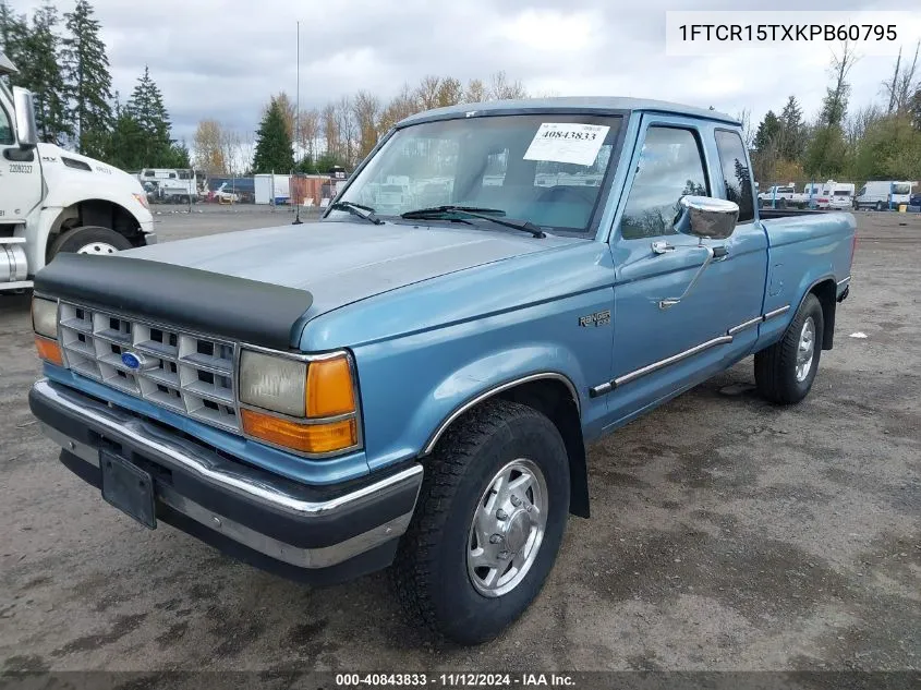 1989 Ford Ranger Super Cab VIN: 1FTCR15TXKPB60795 Lot: 40843833