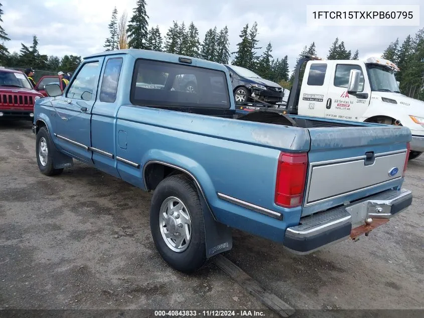 1989 Ford Ranger Super Cab VIN: 1FTCR15TXKPB60795 Lot: 40843833