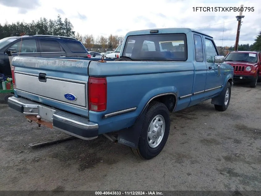 1989 Ford Ranger Super Cab VIN: 1FTCR15TXKPB60795 Lot: 40843833