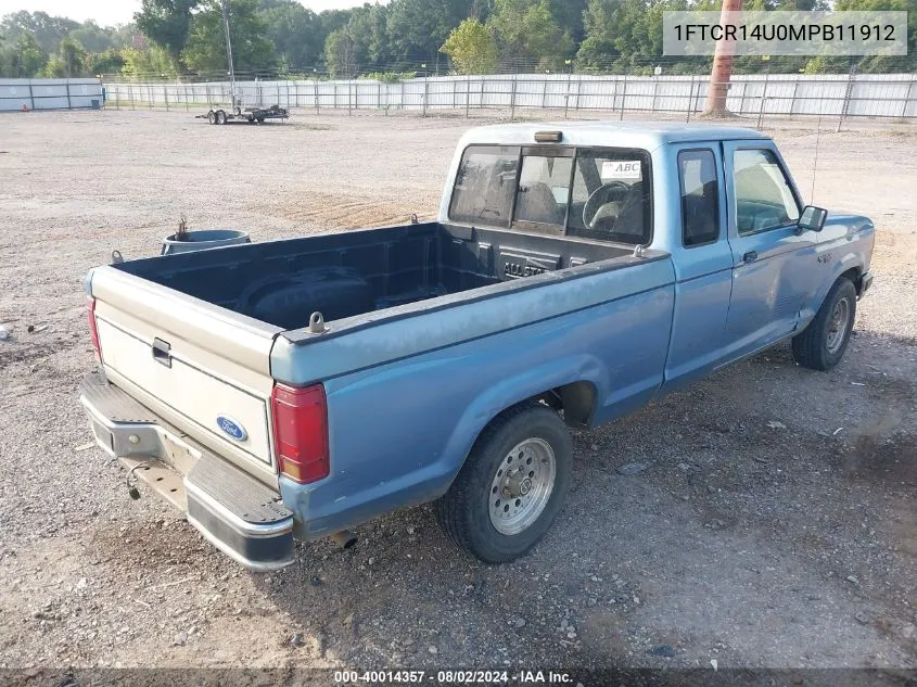 1991 Ford Ranger Super Cab VIN: 1FTCR14U0MPB11912 Lot: 40014357