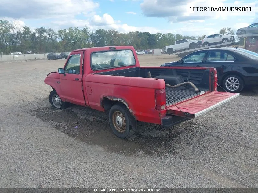 1991 Ford Ranger VIN: 1FTCR10A0MUD99881 Lot: 40393958