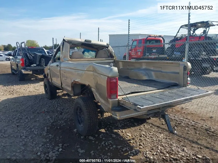 1991 Ford Ranger VIN: 1FTCR11X1MUD45752 Lot: 40750783