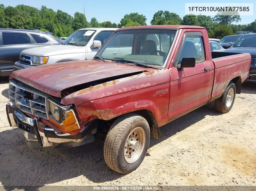 1992 Ford Ranger VIN: 1FTCR10U6NTA77585 Lot: 39600576