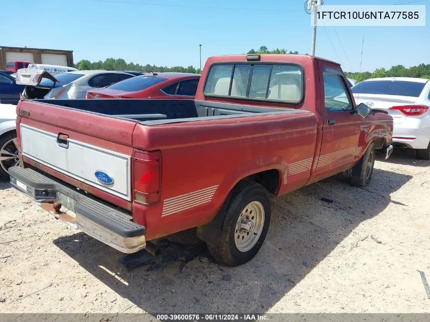 1992 Ford Ranger VIN: 1FTCR10U6NTA77585 Lot: 39600576