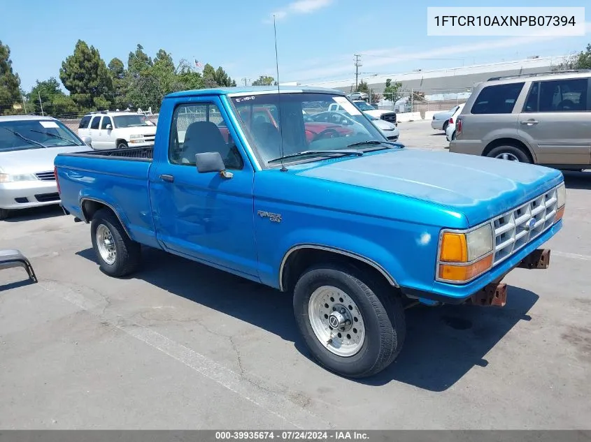 1992 Ford Ranger VIN: 1FTCR10AXNPB07394 Lot: 39935674