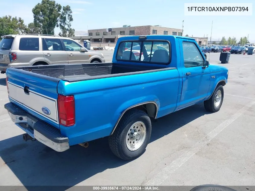 1992 Ford Ranger VIN: 1FTCR10AXNPB07394 Lot: 39935674