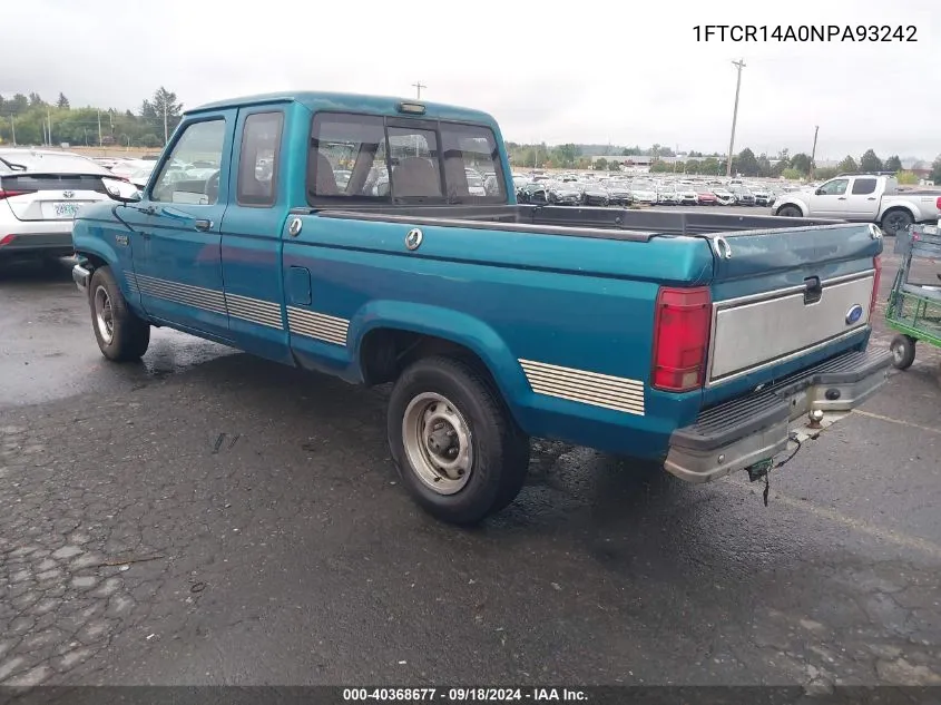 1992 Ford Ranger Super Cab VIN: 1FTCR14A0NPA93242 Lot: 40368677