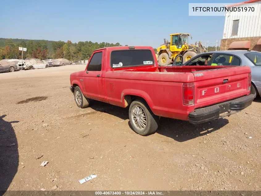 1992 Ford Ranger VIN: 1FTCR10U7NUD51970 Lot: 40673400