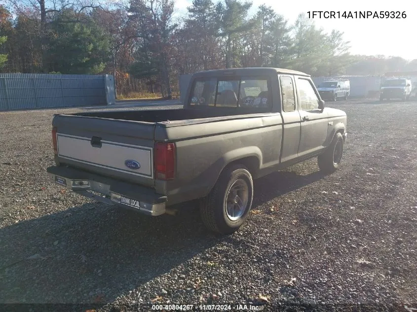 1992 Ford Ranger Super Cab VIN: 1FTCR14A1NPA59326 Lot: 40804267