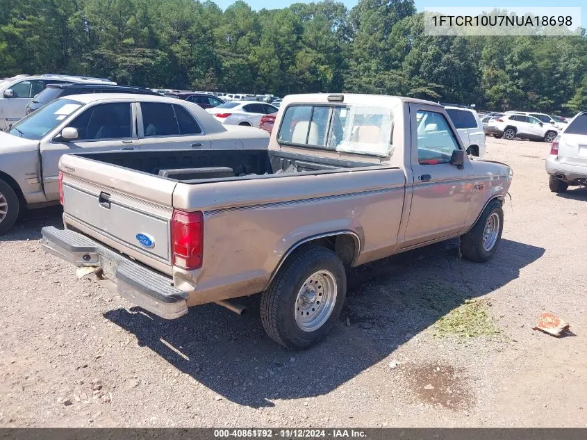 1992 Ford Ranger VIN: 1FTCR10U7NUA18698 Lot: 40851792