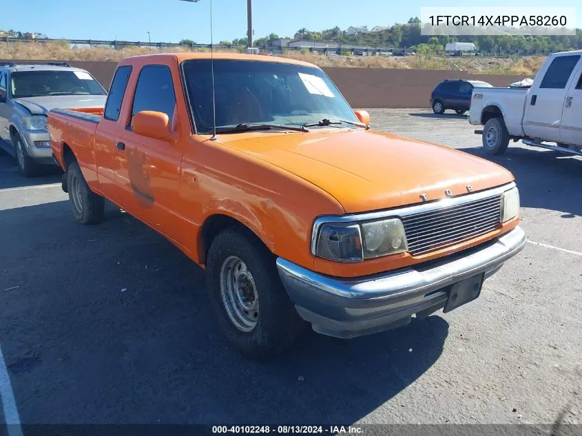 1993 Ford Ranger Super Cab VIN: 1FTCR14X4PPA58260 Lot: 40102248