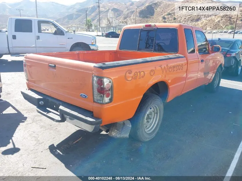 1993 Ford Ranger Super Cab VIN: 1FTCR14X4PPA58260 Lot: 40102248