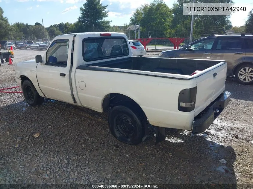 1993 Ford Ranger VIN: 1FTCR10X5PTA42940 Lot: 40396968