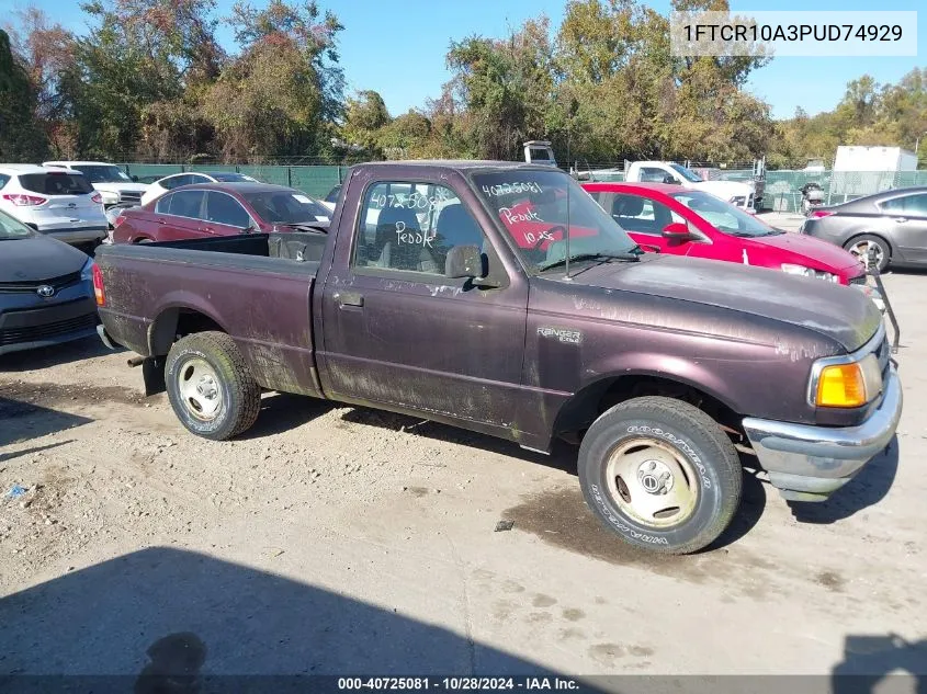 1993 Ford Ranger VIN: 1FTCR10A3PUD74929 Lot: 40725081