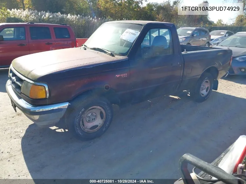 1993 Ford Ranger VIN: 1FTCR10A3PUD74929 Lot: 40725081