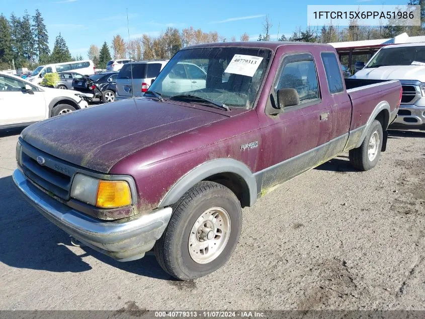 1993 Ford Ranger Super Cab VIN: 1FTCR15X6PPA51986 Lot: 40779313