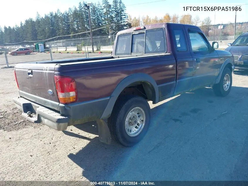 1993 Ford Ranger Super Cab VIN: 1FTCR15X6PPA51986 Lot: 40779313