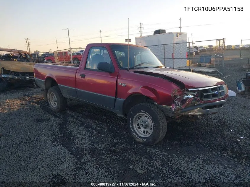 1993 Ford Ranger VIN: 1FTCR10U6PPA51158 Lot: 40819727