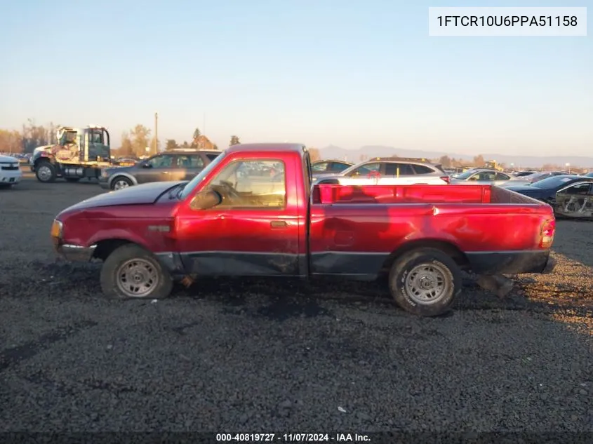 1993 Ford Ranger VIN: 1FTCR10U6PPA51158 Lot: 40819727