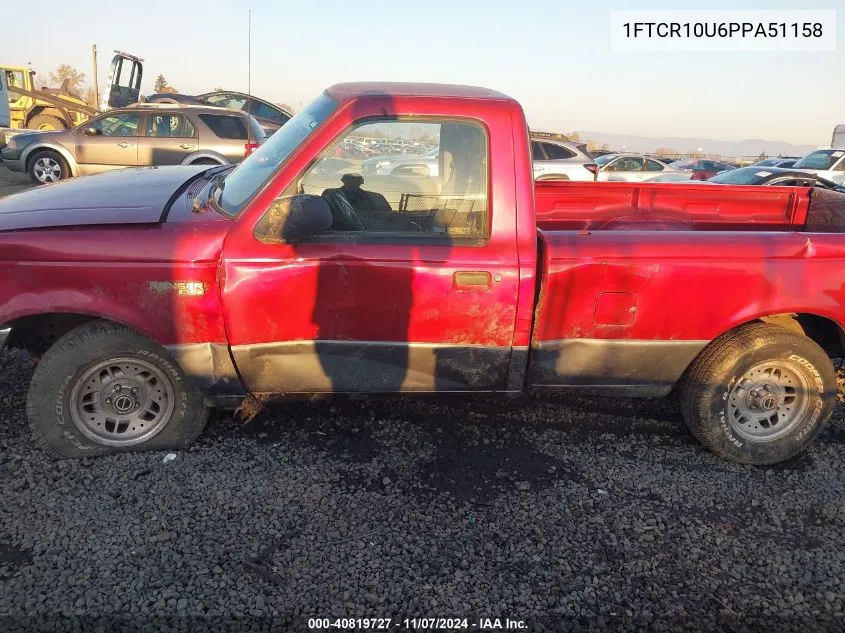 1993 Ford Ranger VIN: 1FTCR10U6PPA51158 Lot: 40819727