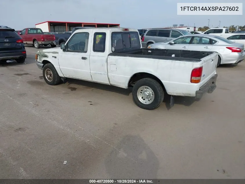 1995 Ford Ranger Super Cab VIN: 1FTCR14AXSPA27602 Lot: 40720500