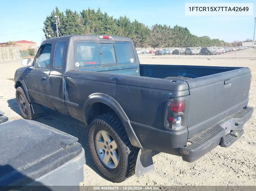 1996 Ford Ranger Super Cab VIN: 1FTCR15X7TTA42649 Lot: 40695579