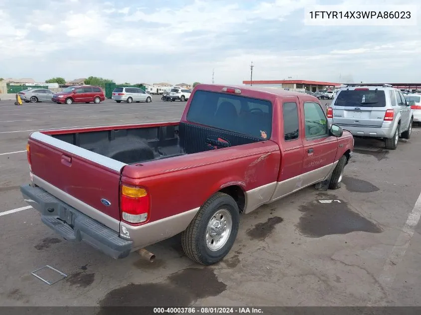 1998 Ford Ranger Splash/Xl/Xlt VIN: 1FTYR14X3WPA86023 Lot: 40003786